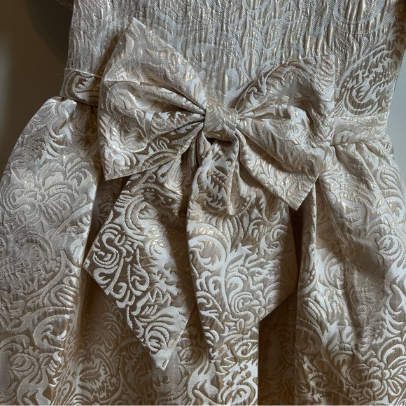 Rare Editions Toddler Girl Lurex Brocade Size 4T Dress with Bow - Picture 3 of 8